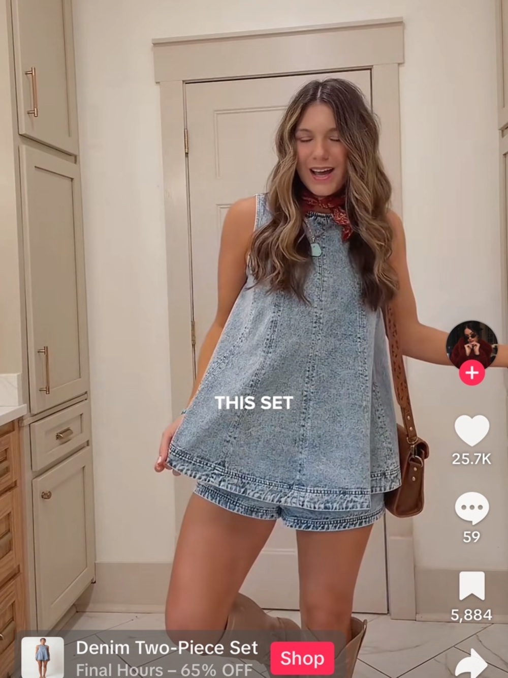Acid Wash Denim Two-Piece Set